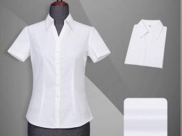 白色女短袖衬衫/女正装V领衬衫-TC102B80