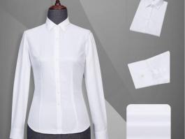 嘉兴衬衫定制款－白色全棉女长袖正规领衬衫TC105A80