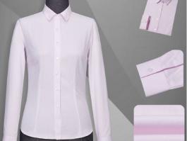 嘉兴定做衬衫厂家推荐款JYTC125A13-粉红色女长袖衬衫-方领衬衫