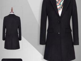 嘉兴羊毛女职业大衣－中长款女大衣TD500870黑色