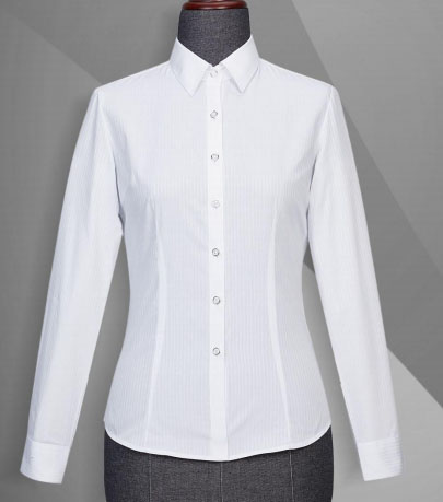 TC107A87-职业装女衬衫-女长袖正规领衬衫-白色竖条纹CVC长袖女衬衫-60棉40聚酯纤维女士衬衫.jpg